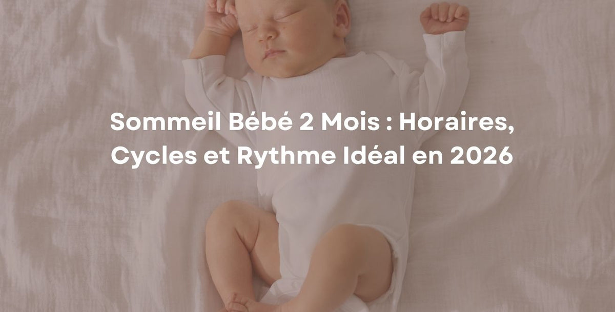 Sommeil bébé 2 mois : horaires, cycles et rythme idéal en 2026