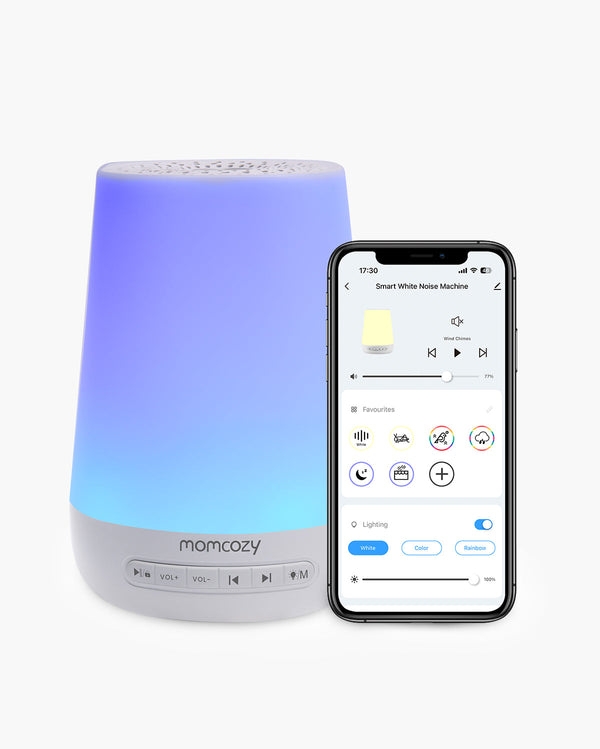 Machine à sons portable Momcozy pour bébé – Bruit blanc, berceuses & télécommande App