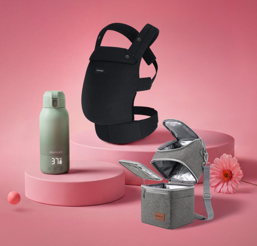 Pack Déplacements : Porte-bébé PureHug + Sac isotherme pour lait maternel + Chauffe-biberon