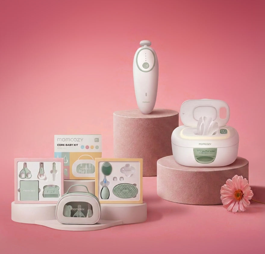Pack Soins Bébé : Kit bébé essentiel tout-en-un + Lime à ongles électrique pour bébé + Chauffe-lingettes