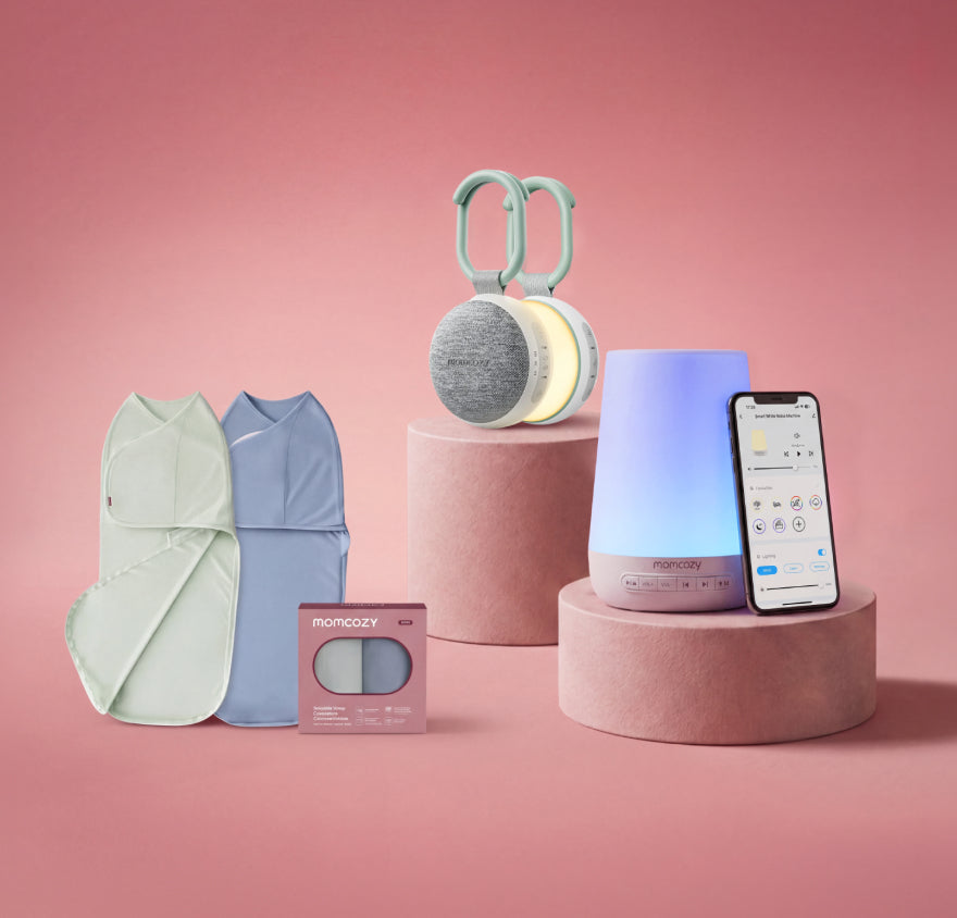 Pack Soins Bébé : Machine à sons intelligente et portable + Lange d’emmaillotage facile