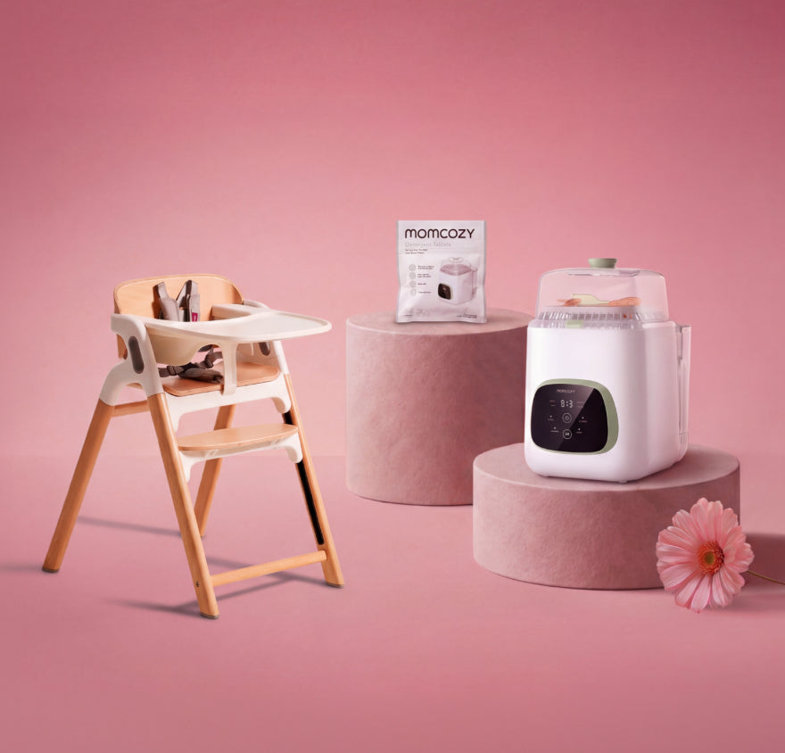 Pack Nettoyage & Repas : Lave-biberons tout-en-un + Chaise haute + Bloc de Lavage