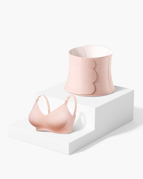 Postpartum Essential Kit:Postpartum Belly Wrap + Nursing bra