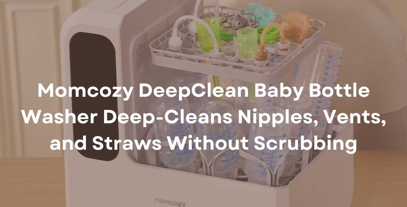 Momcozy DeepClean Baby Bottle Washer Deep-Cleans Nipples, Vents, and Straws Without Scrubbing