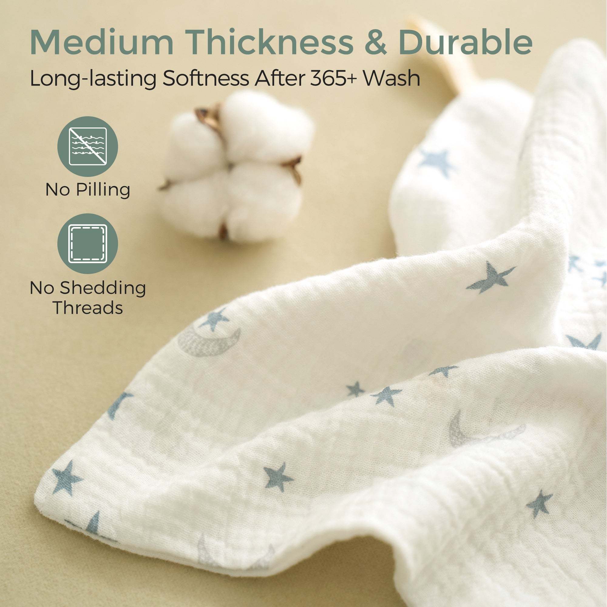 Lingettes pour bébé Momcozy – Coton doux 4 couches, adaptées aux nouveau-nés