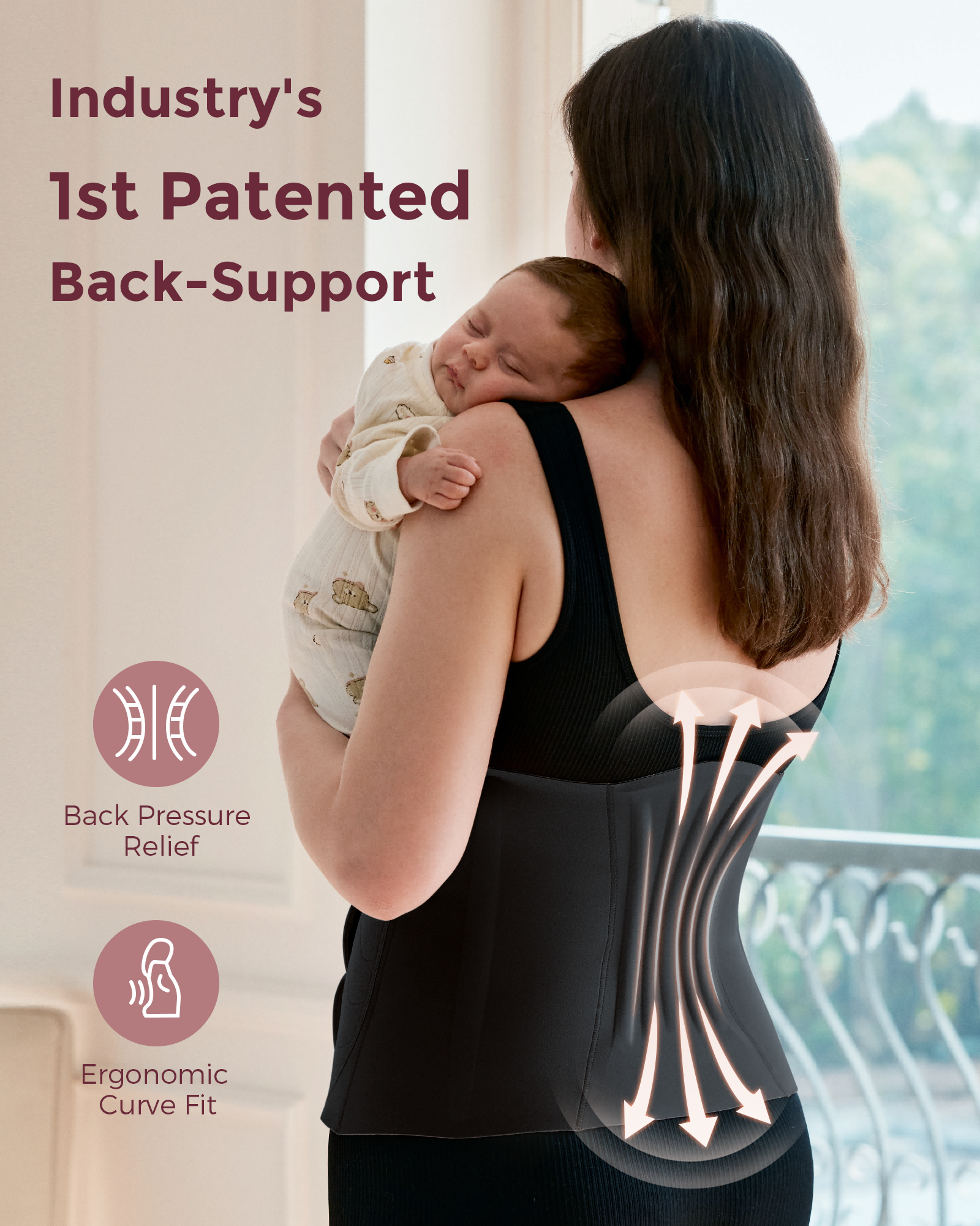 Momcozy Ergowrap postpartum belly band: Patented back support for postpartum, with ergonomic design for new moms.