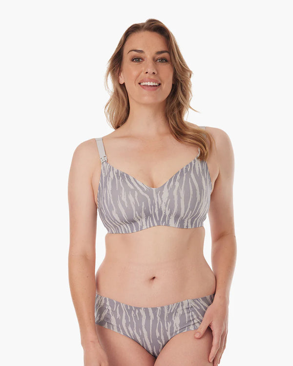 SMOOTH - Soutien-gorge d'allaitement zébré gris ultra doux