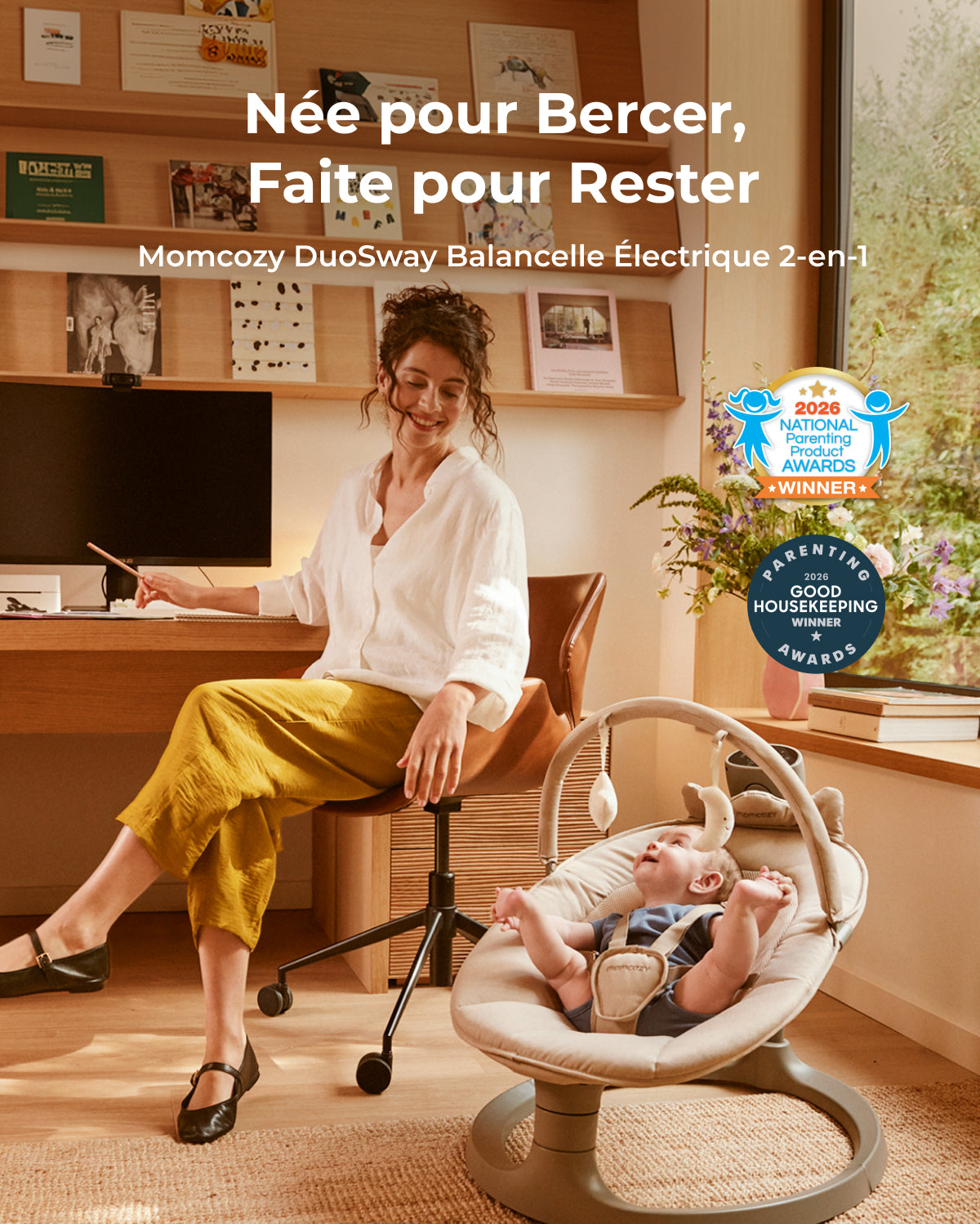 Balancelle électrique pour bébé 2-en-1 Momcozy