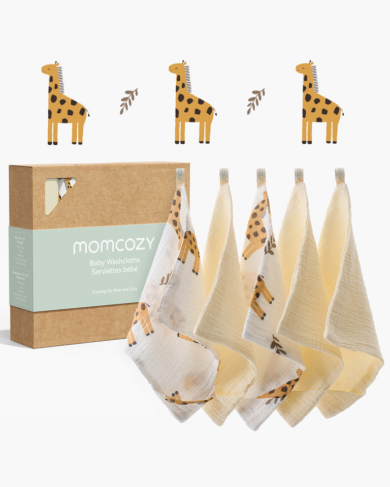 Translation missing: fr.Lingettes pour bébé Momcozy – Coton doux 4 couches, adaptées aux nouveau-nés