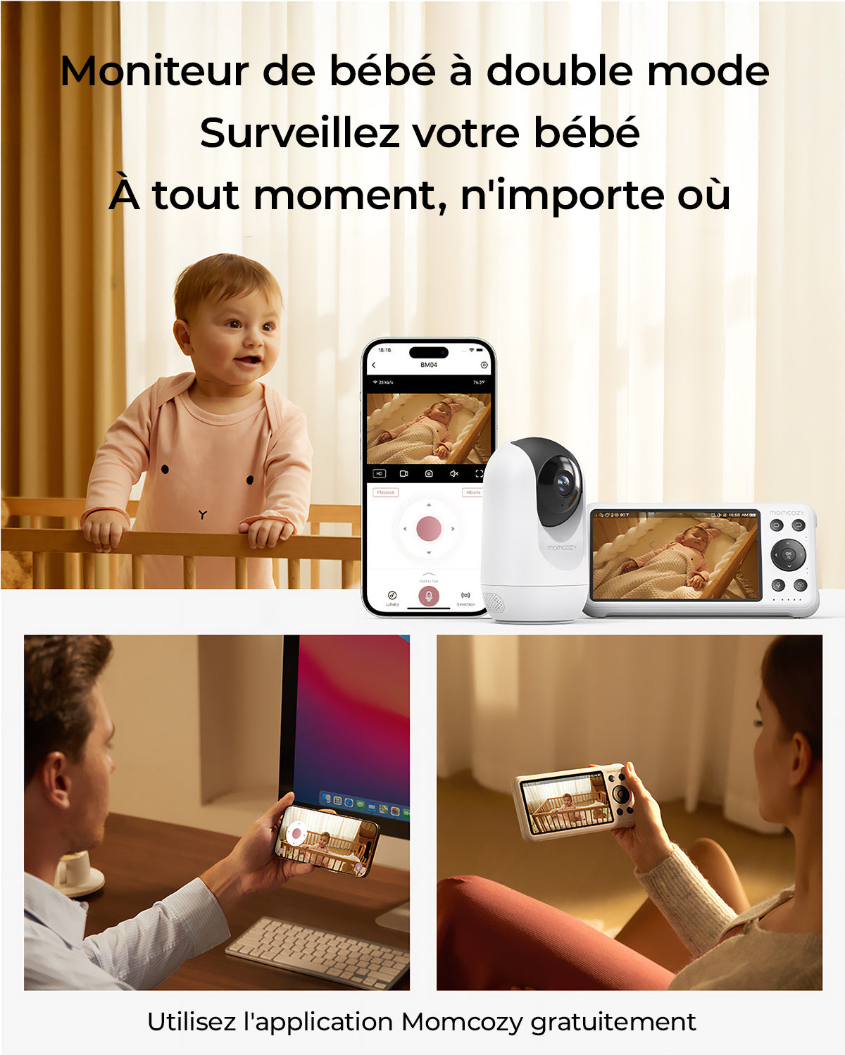 Momcozy Moniteur Bébé Intelligent à Double Mode de 5 Pouces - BM04
