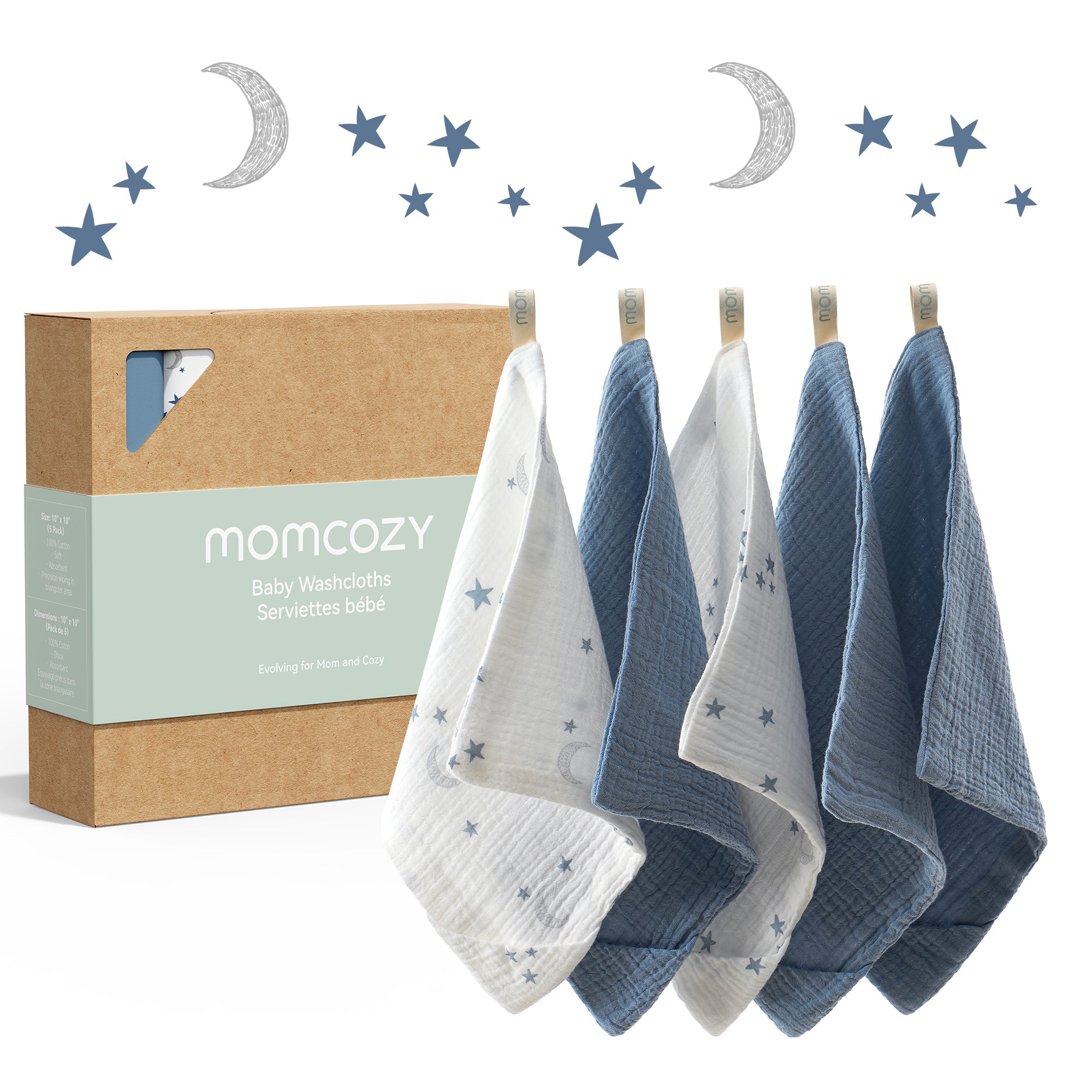 Lingettes pour bébé Momcozy – Coton doux 4 couches, adaptées aux nouveau-nés