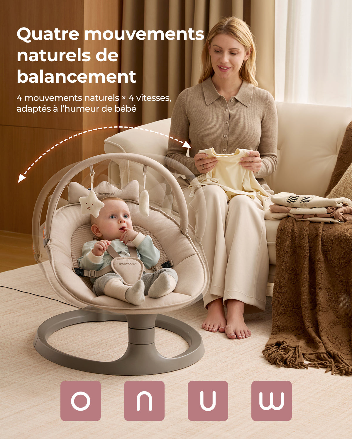 Balancelle électrique pour bébé 2-en-1 Momcozy