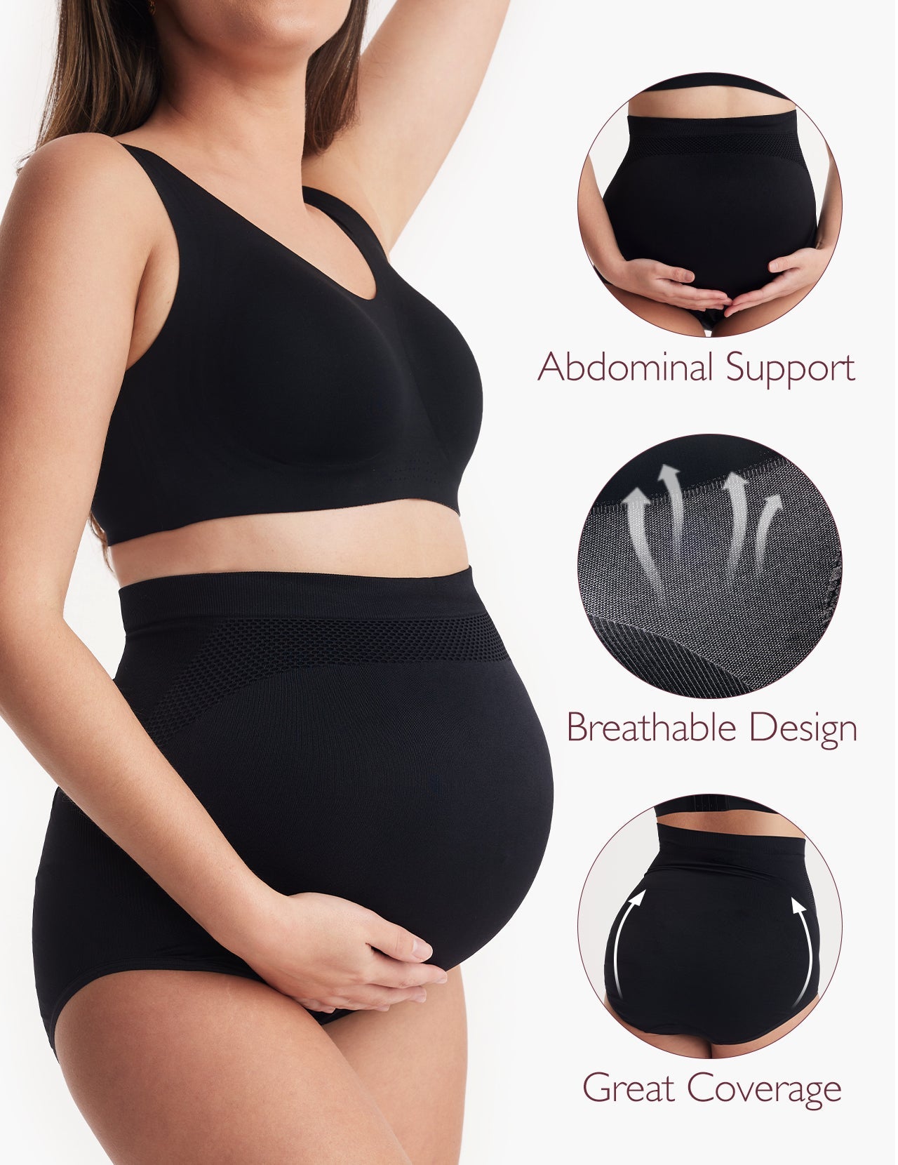 Ensemble Ergonest : bandeau de grossesse et culottes de grossesse taille haute