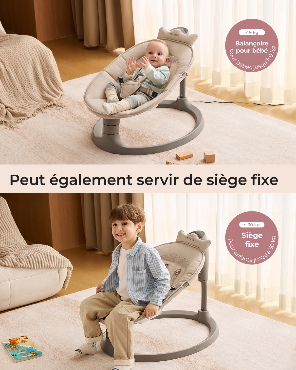 Balancelle électrique pour bébé 2-en-1 Momcozy
