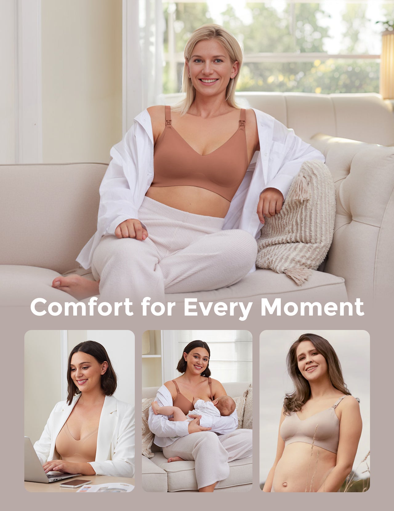 Pregnancy, nursing, work, relaxation: YN21 Ultra Soft Seamless Nursing Bra offers versatile comfort. M5 pump compatible.