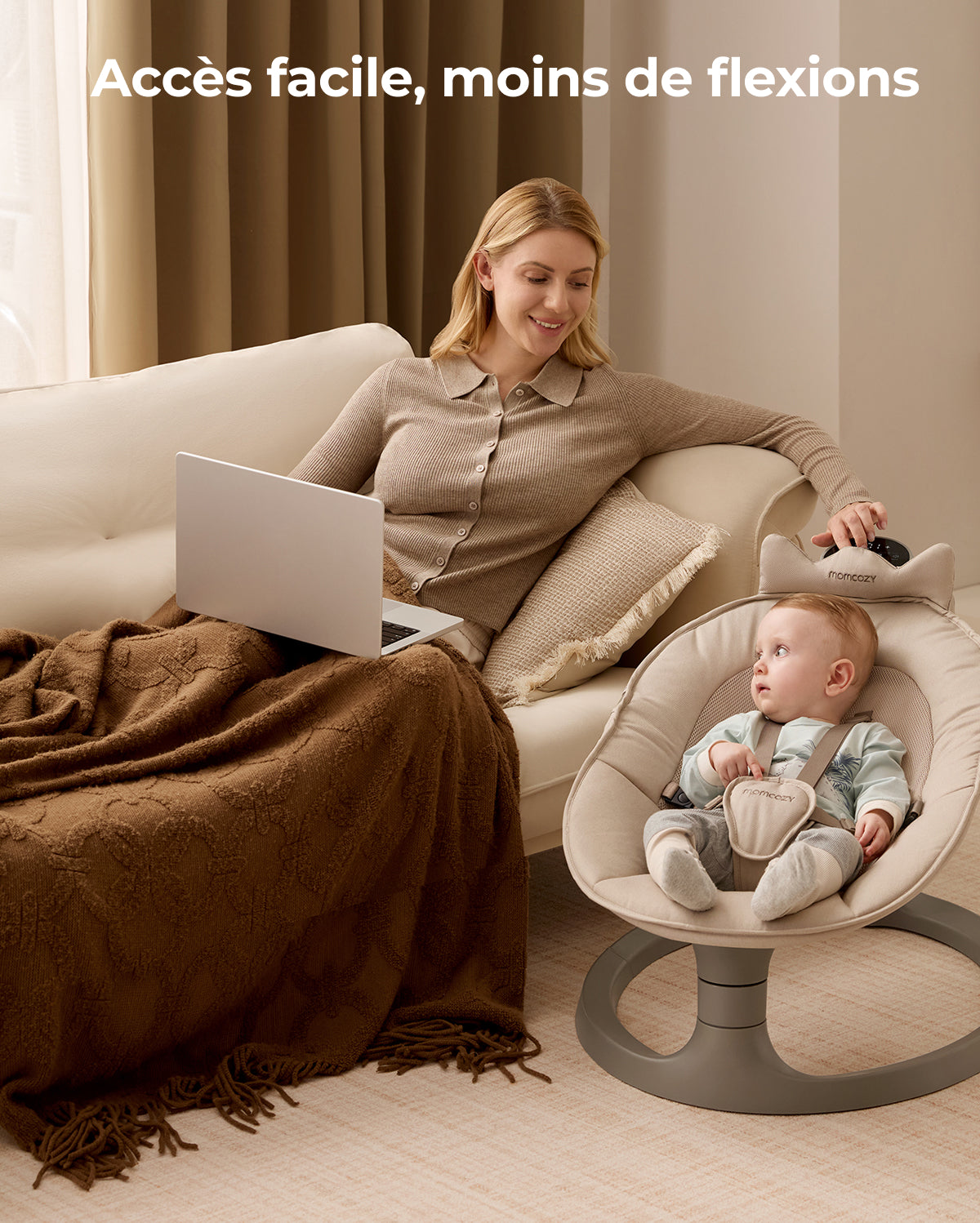Balancelle électrique pour bébé 2-en-1 Momcozy