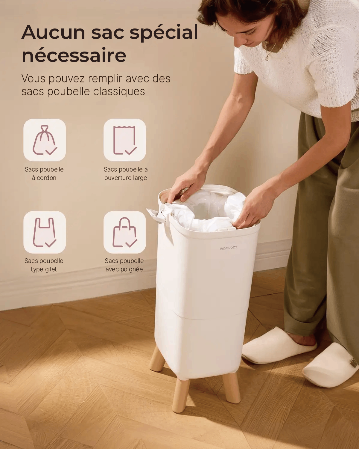 Pack Poubelle à couches + 45 Sacs + 4 Recharges désodorisantes