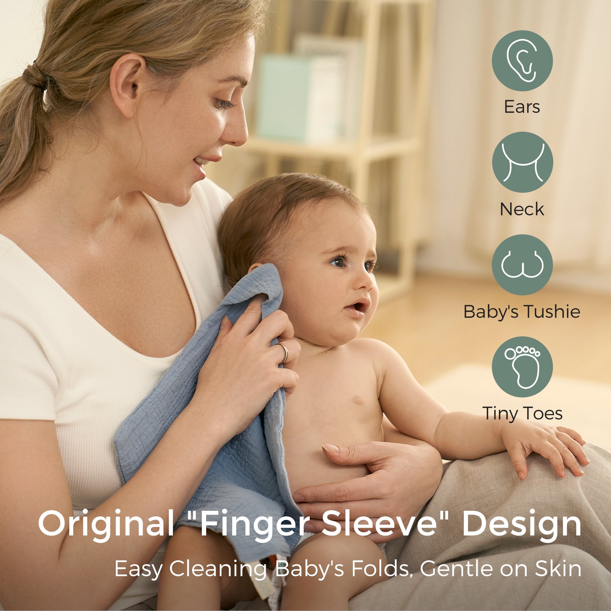 Lingettes pour bébé Momcozy – Coton doux 4 couches, adaptées aux nouveau-nés