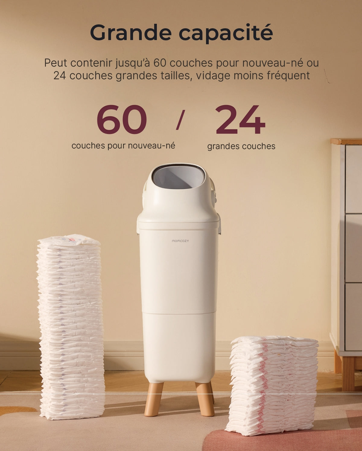 Pack Poubelle à couches + 45 Sacs + 4 Recharges désodorisantes