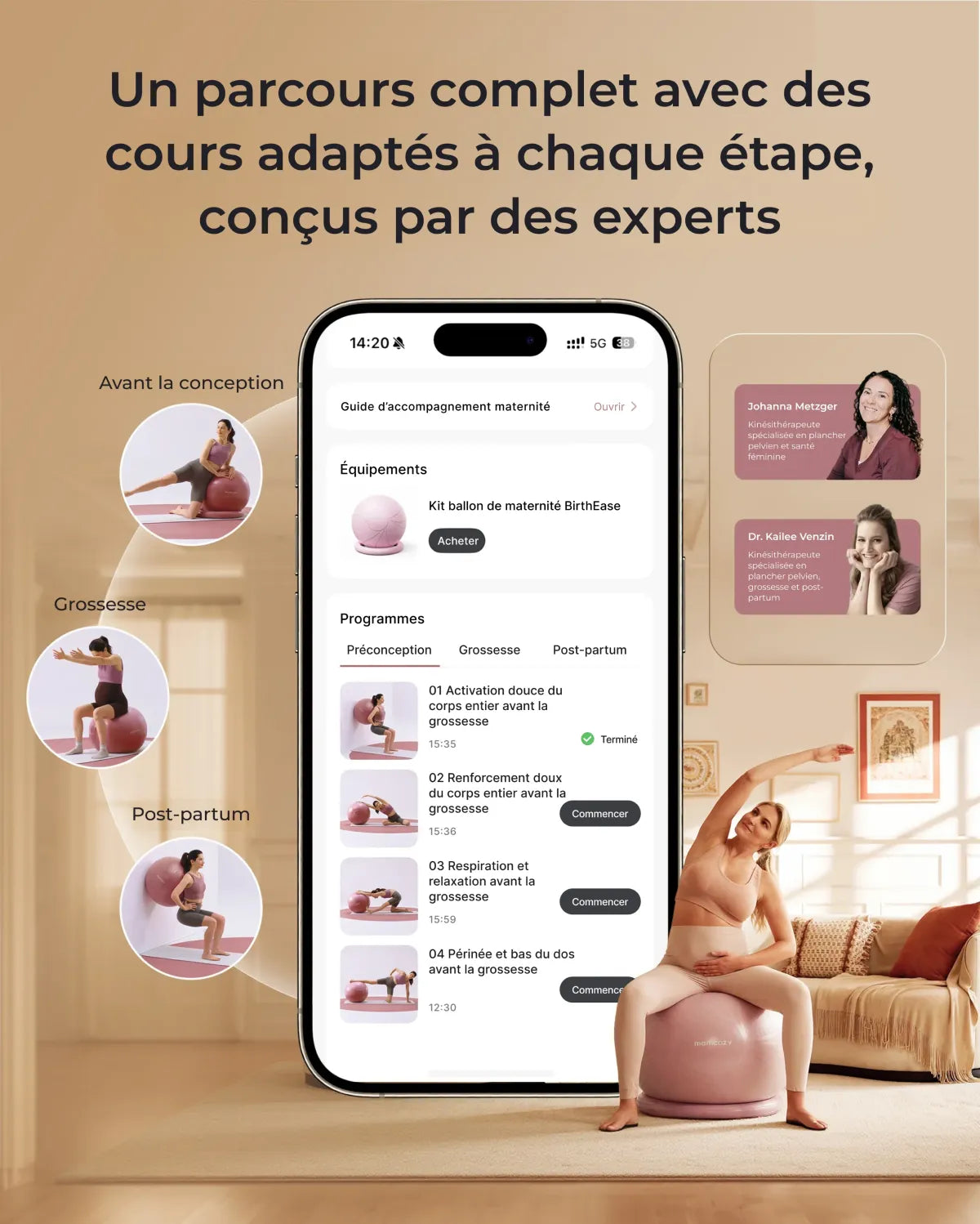 Momcozy BirthEase – Ballon de grossesse pour exercices prénatals