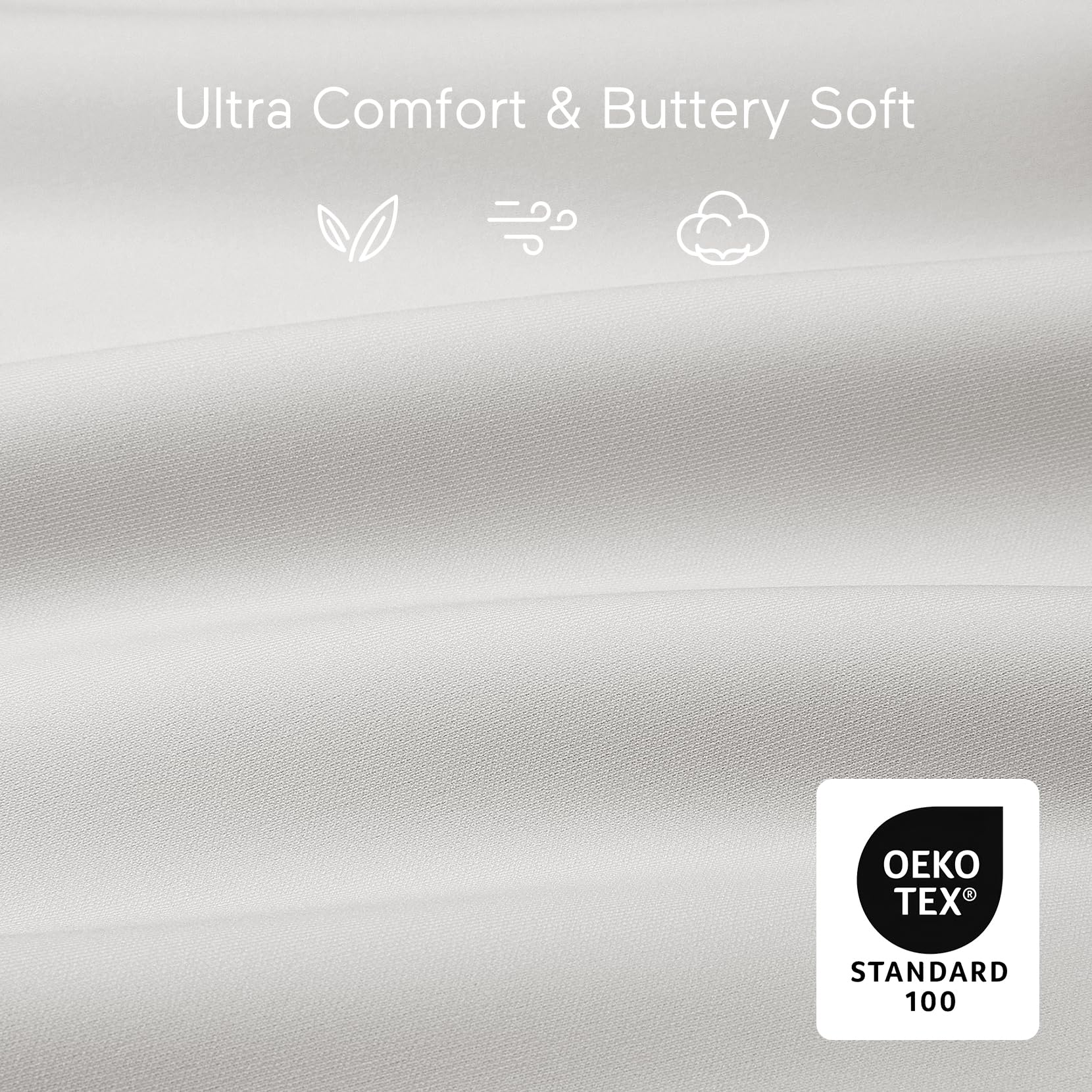 Light grey YN21 Seamless Nursing Bra fabric: 'Ultra Comfort & Buttery Soft', breathability icons, OEKO-TEX® certified.