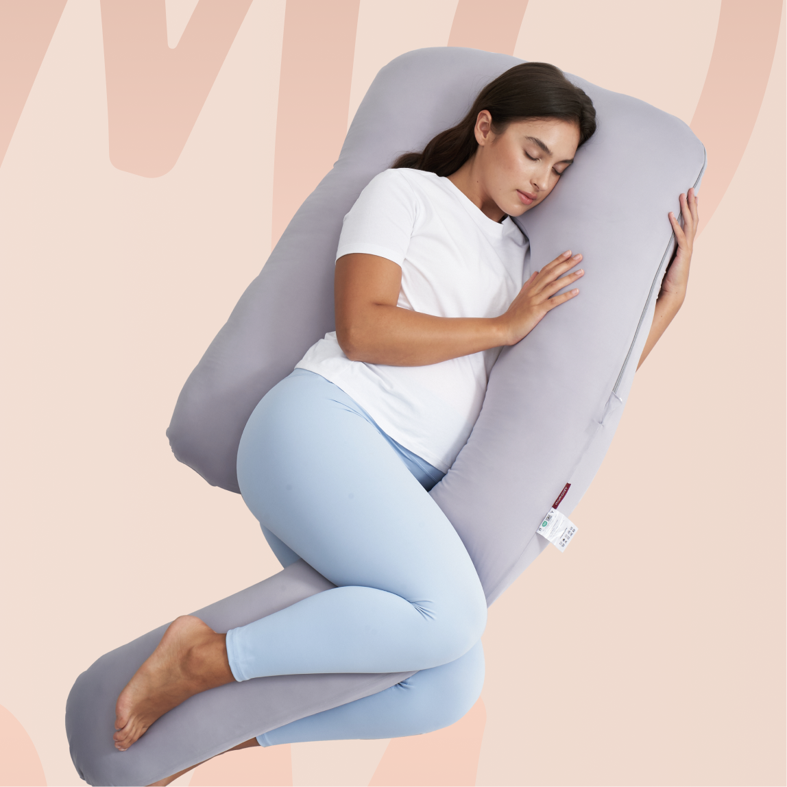 Oreiller de grossesse en tissu rafraîchissant en forme de U