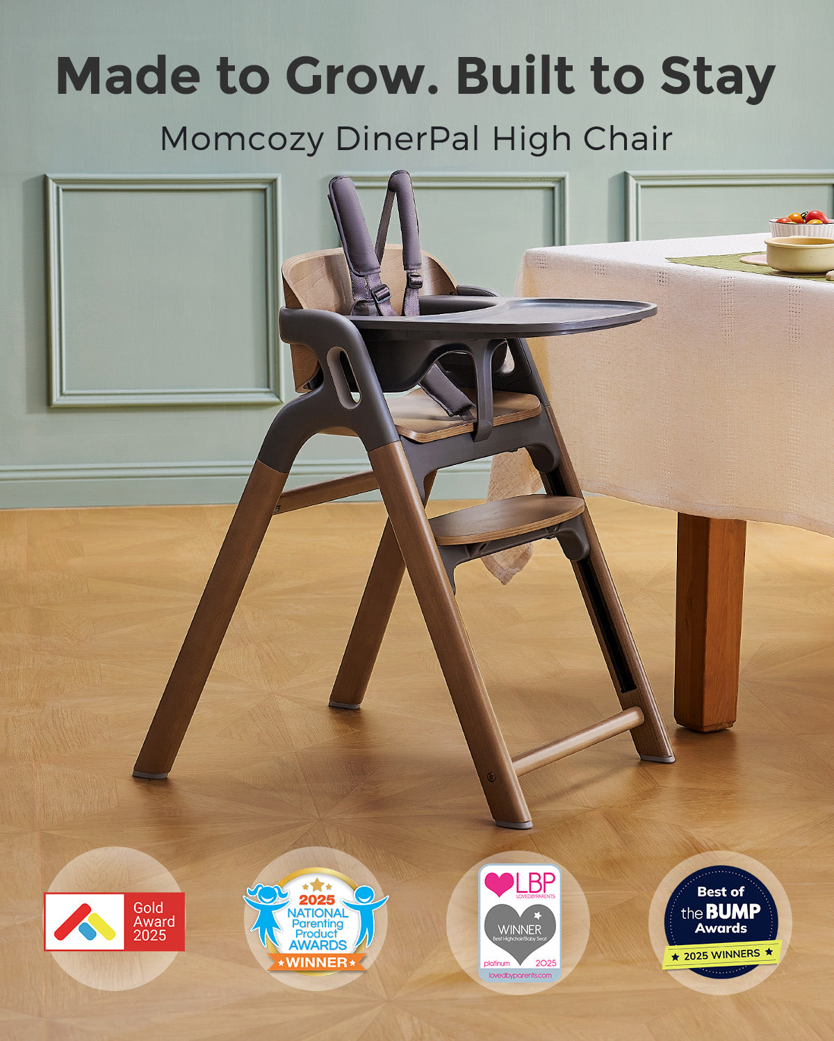 stokke steps golden brown Momcozy DinerPal Baby High Chair: 5-Point Harness for Maximum Safety