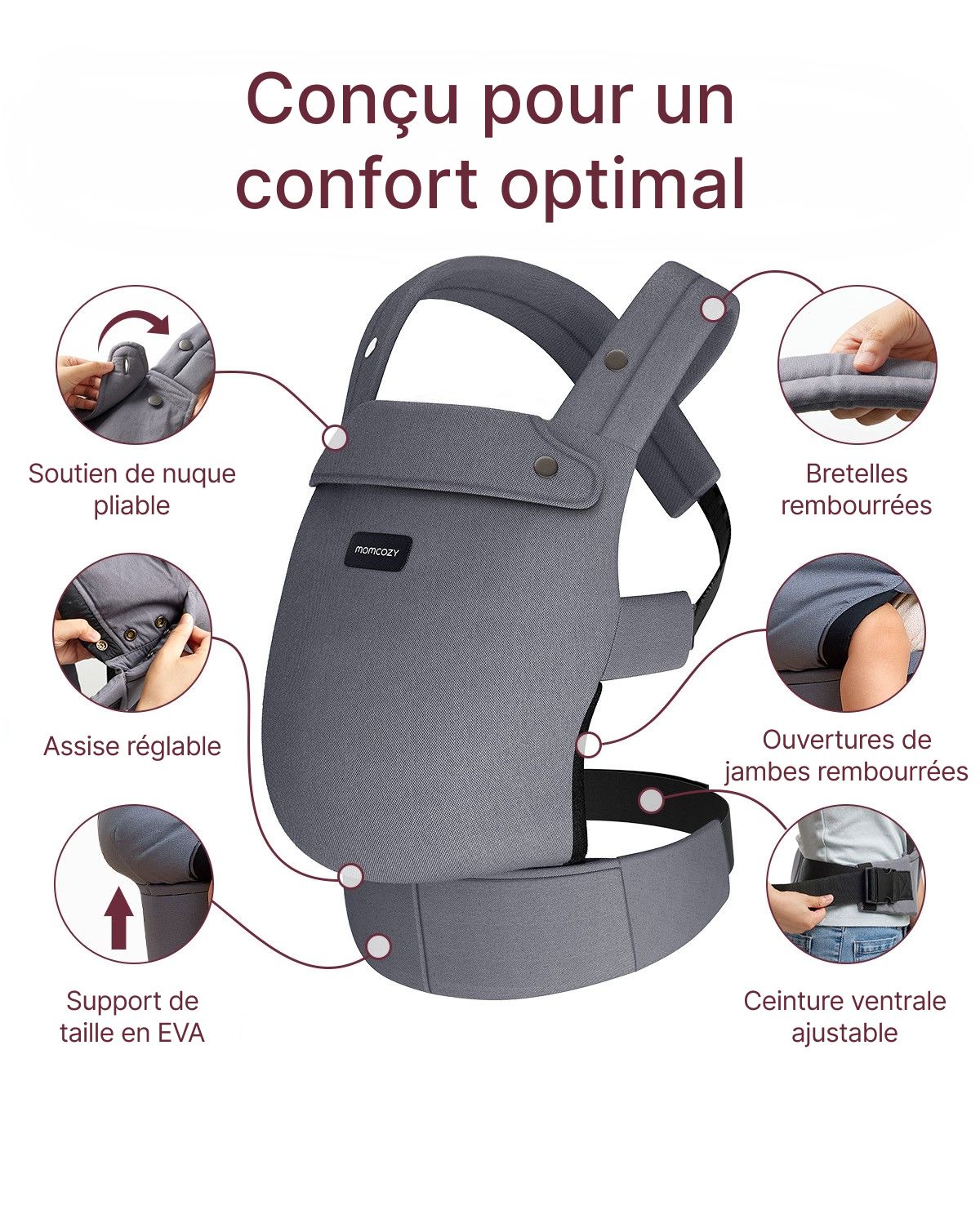 Porte-bébé de la naissance à la petite enfance - Couleur grise